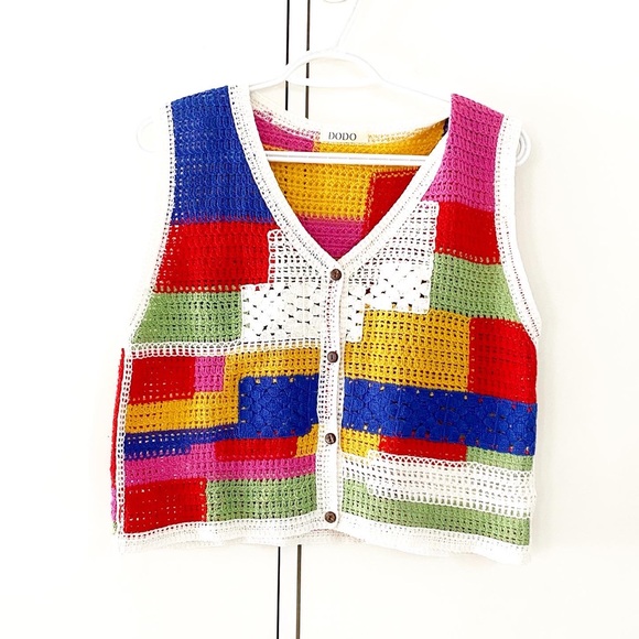 Tops - SOLD Vintage inspired knit patchwork vest
